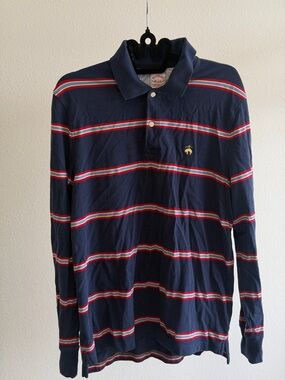 Brooks Brothers Navy Polo with Red and White Stripes | L |